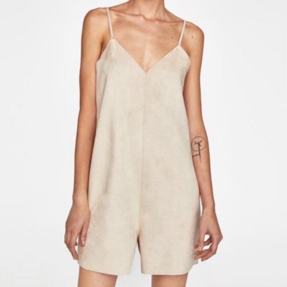 Zara Minimalist Faux Suede Jumpsuit Large - Picture 4 of 8